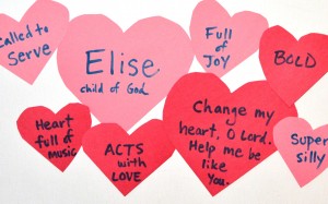 We're adding hearts to the kids' doors each week during Lent, helping them name how they've been of service and God has worked through them.