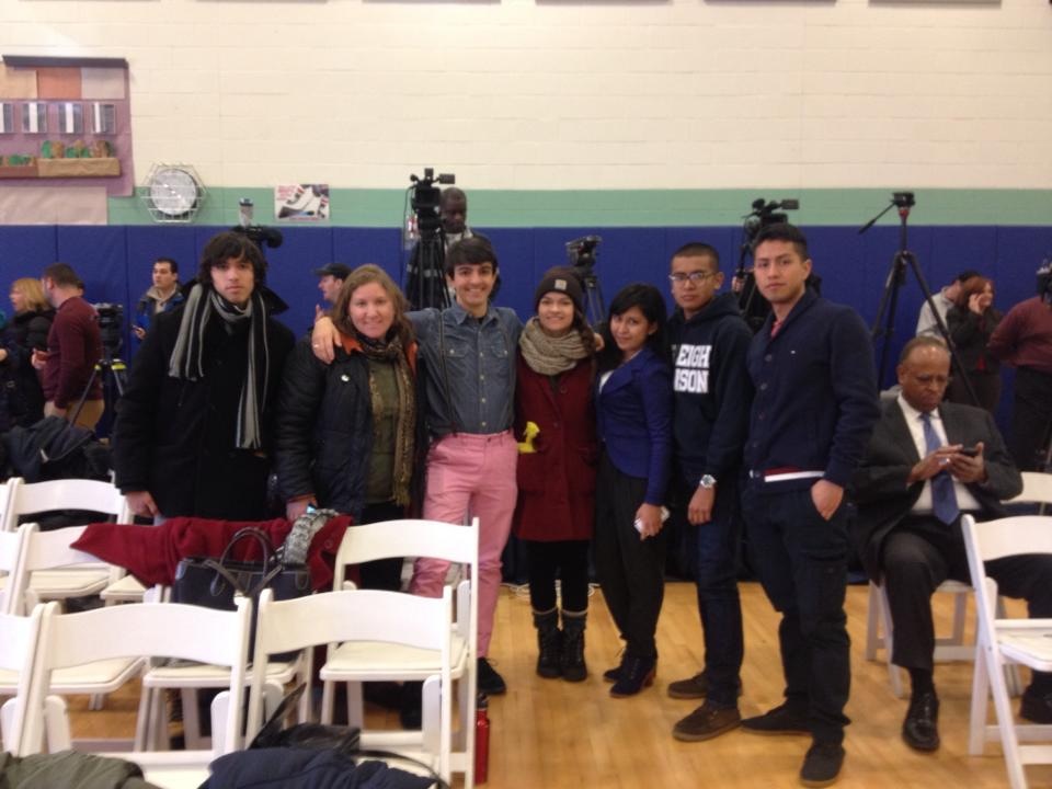 St. Peter's University graduate Catalina Adorno (3rd from right) and fellow New Jersey DREAM Act activists at bill signing in Union City, New Jersey.