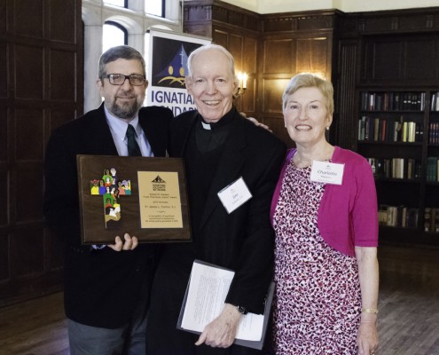 Kevin O'Brien and Charlotte Mahoney (ISN Board of Directors) with Fr. Jim Connor, S.J.