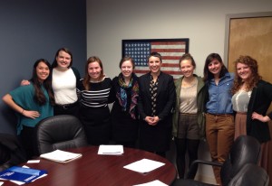 Rockhurst University students in advocacy meeting with Sen. McCaskill's staff