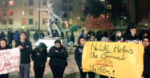 Students take part in a #BlackLivesMatter rally on the campus of Xavier University soon after the murders of Brown, Rice, and Garner.